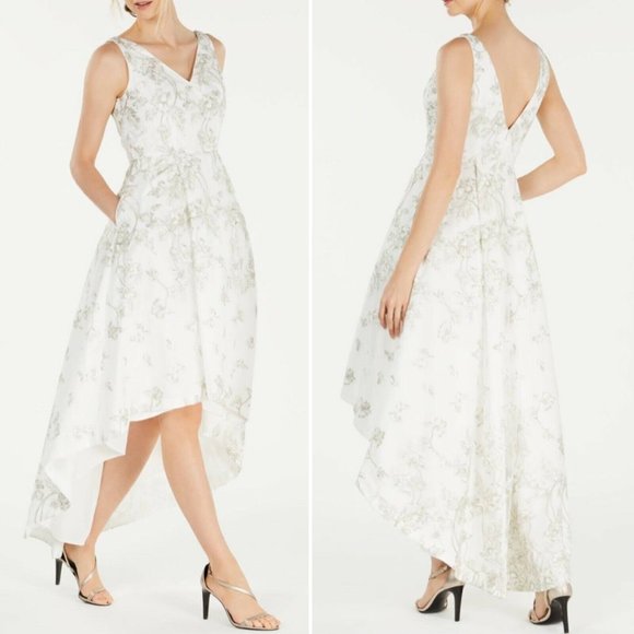 Calvin Klein Women's Metallic High Low Gown Dress - Picture 8 of 8